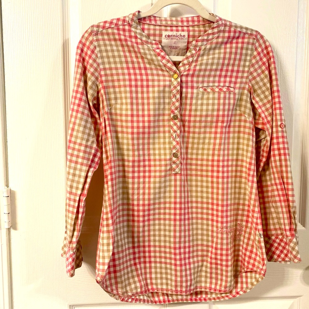 Cute gingham pink blouse, S Size